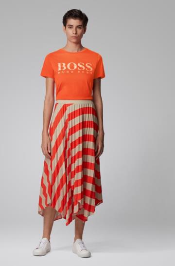 Koszulki BOSS Cotton Jersey Pomarańczowe Damskie (Pl84147)
